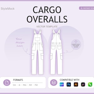 Cargo-Overalls – Flaches Mockup – Modische Vektor-Kleidungszeichnungen (svg, png, ai, pdf, psd)