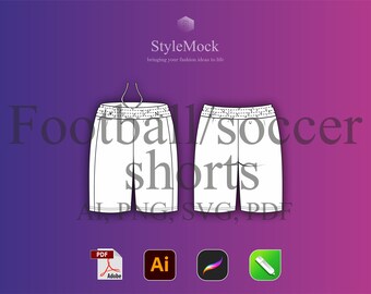 Maqueta vectorial de pantalones cortos de fútbol: dibujos de moda (ai, svg, png, pdf)