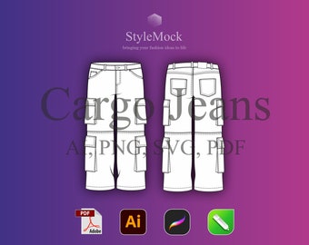 Cargo Jeans Vector Mockup – Fashion Design Template (svg, png, ai, pdf)