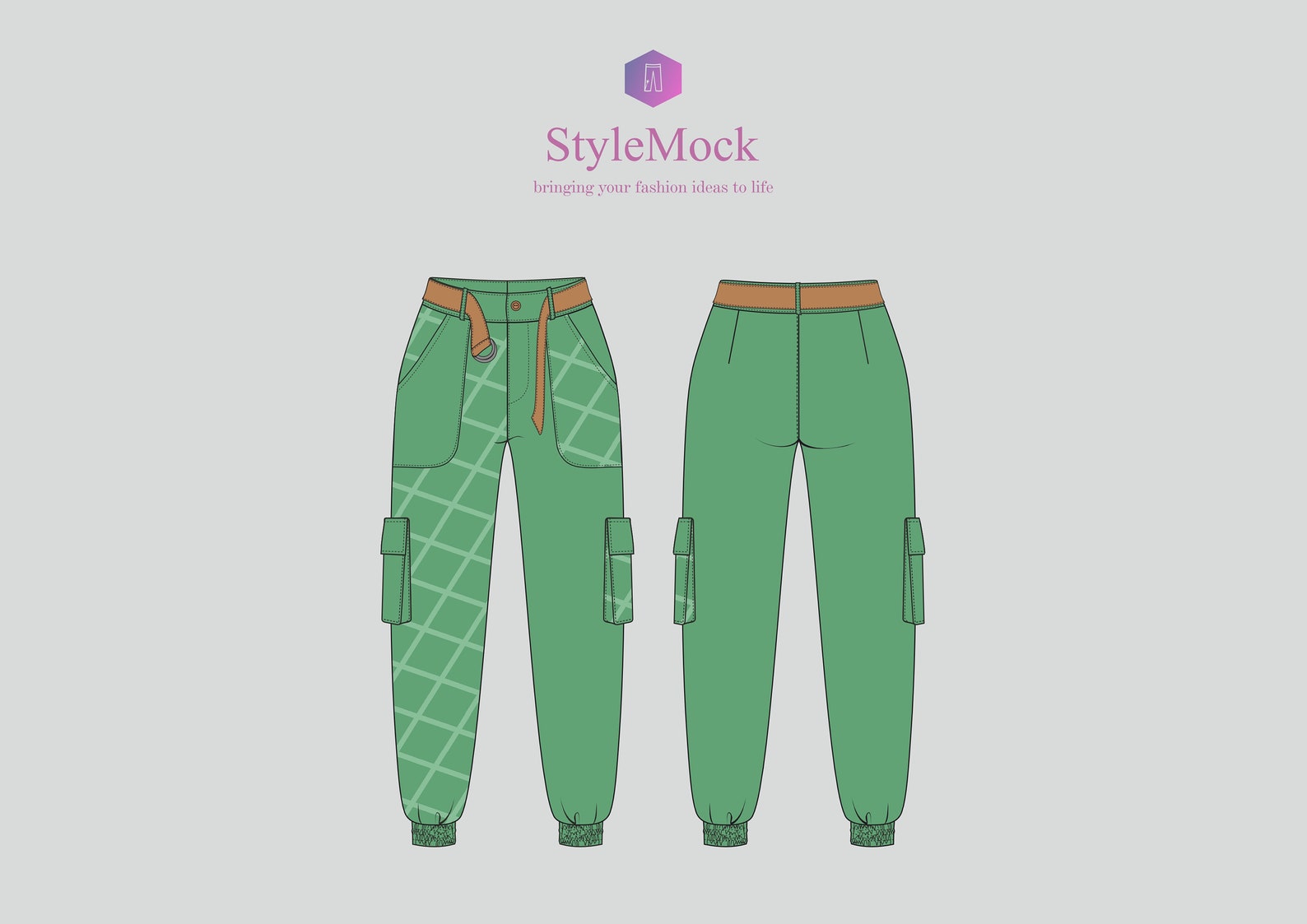 High-rise Cargo Pants Mockup - Vector Template (ai, Svg, Png, Pdf) - Etsy