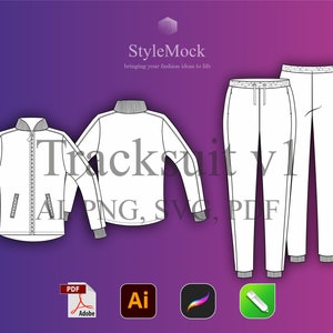 Trainingsanzug Vektor Mockup - Illustrator Vorlage Sportbekleidung Mockup Procreate Vorlage Vektor Flach Zeichnungen