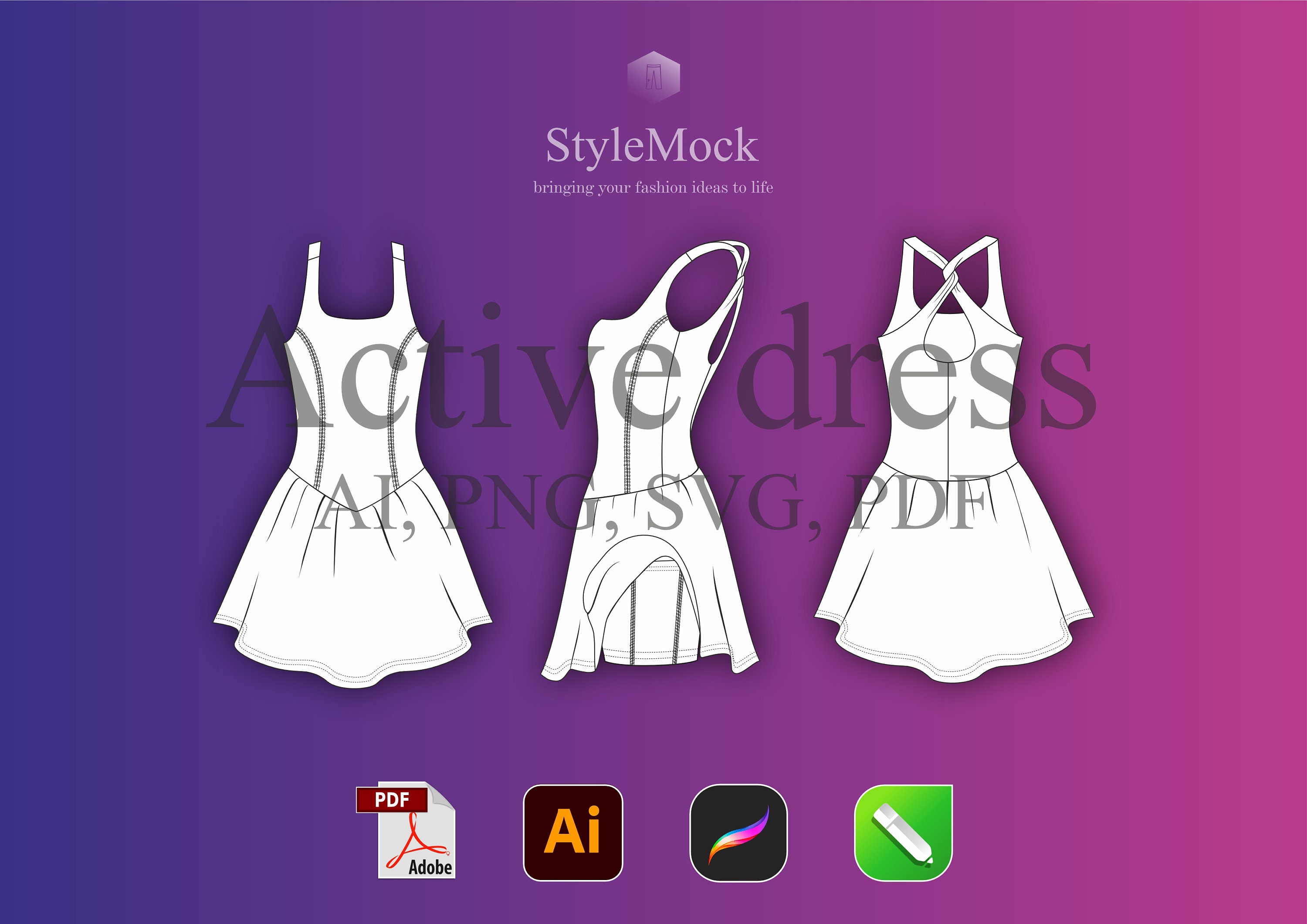 Dress Flat Drawing - Etsy Dress Flat Drawing - Etsy
