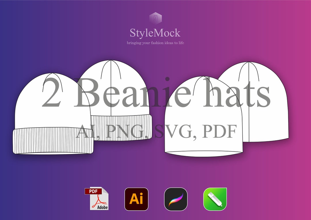 Beanie Hat Mockups Illustrator Template Vector Mockup Procreate
