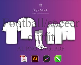 Fußball Fußball Trikot Mockup - Sportbekleidung Vektor Vorlage (ai, svg, png, pdf)