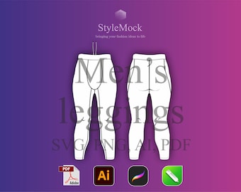 Men's Leggings Vector Mockup – Fashion Flat Sketch (ai, svg, png, pdf)