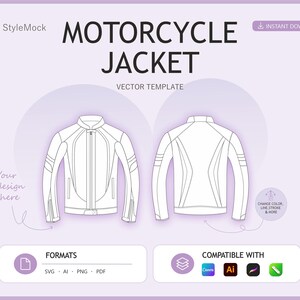 Mockup vettoriale di giacca da motociclista – Disegni piatti di moda (svg, png, ai, pdf)