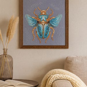 Kit de punto de cruz "Escarabajo": "Artefacto del Tiempo" Bordado natural fácil