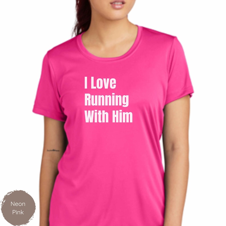 Couples Running Shirt, Unisex Tech I Love Running With Him Moisture