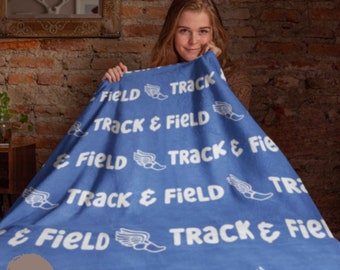 Track & Field Throw Blanket For Sprinter, Plush Sports Blanket, Marathoner, Distance Running Gift For Girl Boy Woman Man Him Her, Jumper