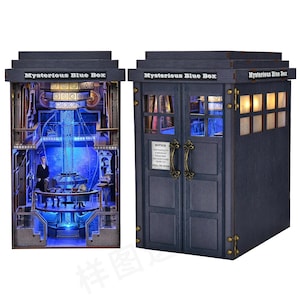 DIY Mysterious Telephone Booth Wooden Book Nook Kit  Handmade Bookshelf Dollhouse Model Bookend Building Kids Crafts 14+ ages