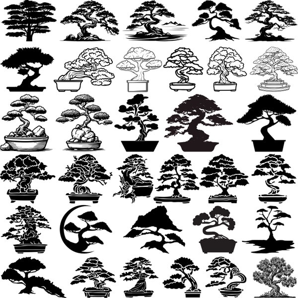 BONSAI SVG Bundle,Bonsai Clipart, Bonsai Miniature Tree, Bonsai Silhouette , Bonsai Vector, Bonsai Cricut,