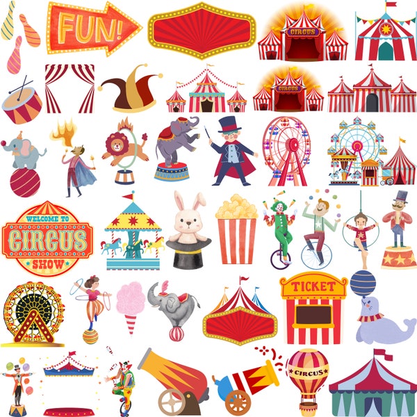 Circus SVG Bundle,  Circus Birthday, Carnival Svg, Circus Cut Files For Cricut, Circus Clipart, Circus Tent Clipart, Circus set,