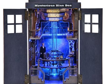 DIY Mysterious Telephone Booth Wooden Book Nook Kit  Handmade Bookshelf Dollhouse Model Bookend Building Kids Crafts 14+ ages