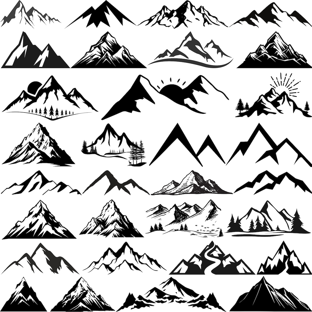 Mountain Svg Bundle, Mountain Clipart, Mountain Silhouette, Landscape ...