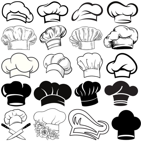 Chef Hat Svg bundle, Chef hat clipart, Chef hat vector, Chef hat Silhouette, Chef Hat cut files, Chef Hat svg, Cook svg, chef hat cricut