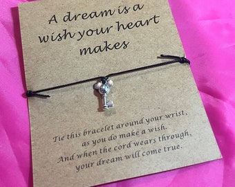 Disney's Mickey Mouse Key Friendship Black Bracelet - A Dream is a Wish Your Heart Makes