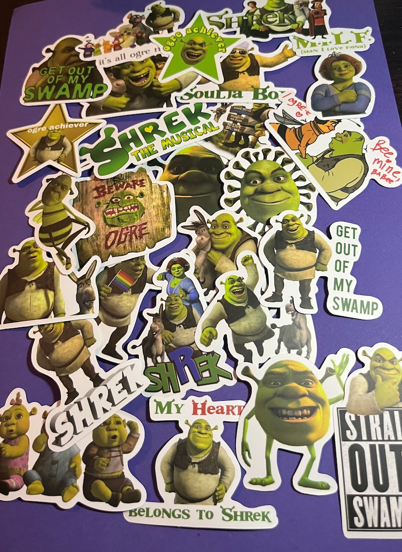 Shrek Stickers - A Selection of 5 Stickers - Etsy