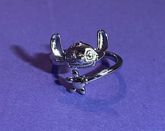 Disney's Lilo and Stitch Ring - Stitch Face Ring with Adjustable Sizing