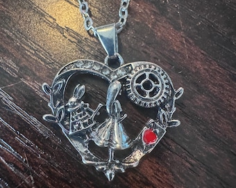 Disney's Alice in Wonderland Necklace - Alice and the Rabbit Pendant