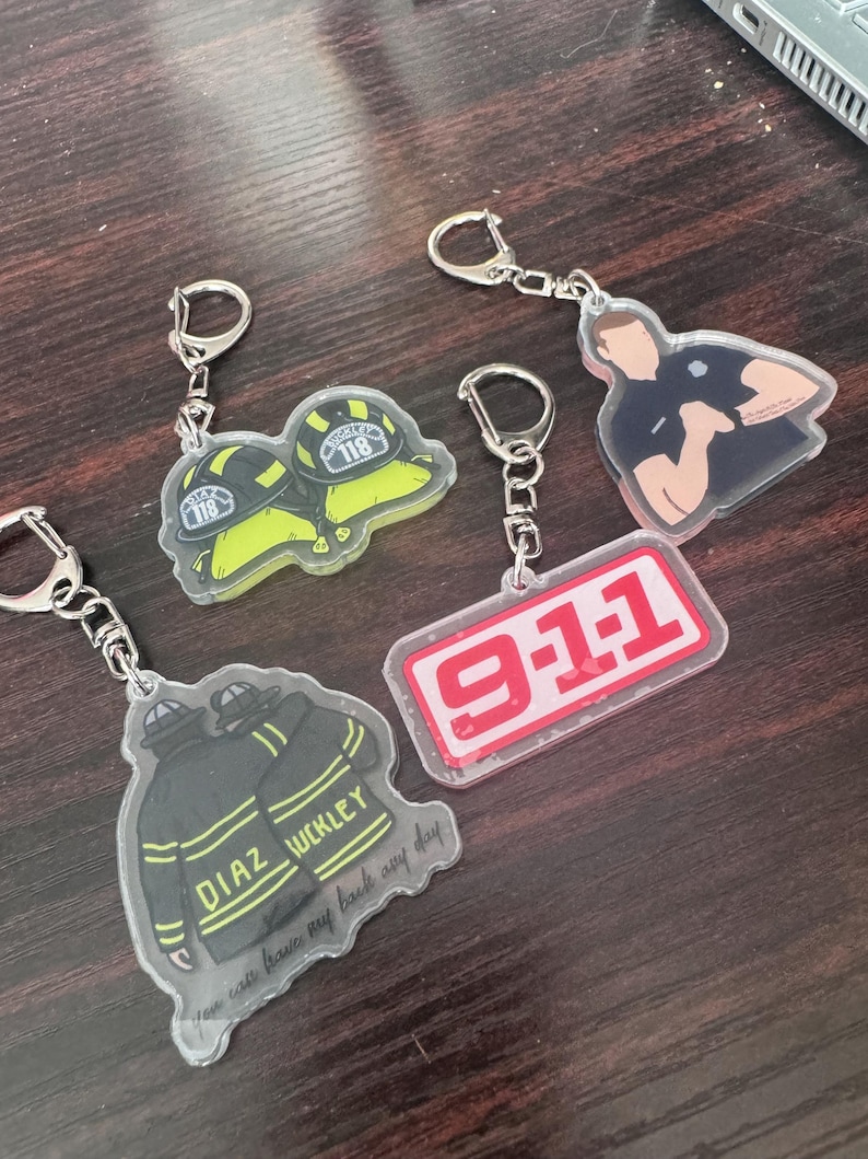 9-1-1 on ABC Inspired Keyrings - 118, Buck and Buddie Keychains - NEW ...
