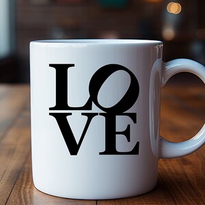 White Ceramic Mug for Valentine&#39;s Day - 11oz Love Coffee Cup Gift, Chic Love Mug & Coffee Lover&#39;s Charm