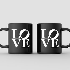 Black Ceramic Mug for Valentine&#39;s Day - Chic Love Coffee Cup, 11oz Valentine Mug Gift for Coffee Lovers & Cup Charm