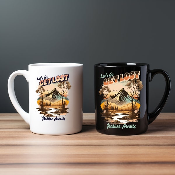 Explorer's Morning Brew Mug - Let's Go Get Lost Ceramic Cup, Outdoors Coffee, Adventure Drinkware, Morning Escape Mug, Sip into Adventure