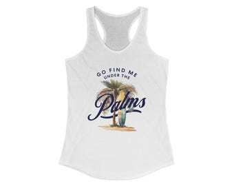 Tropical Racerback Tank Top, Palms Graphic, Beach Vacation Vibes