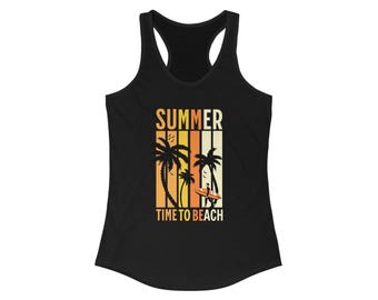 Retro Palm Graphic Racerback Tank Top – Lightweight Summer Shirt