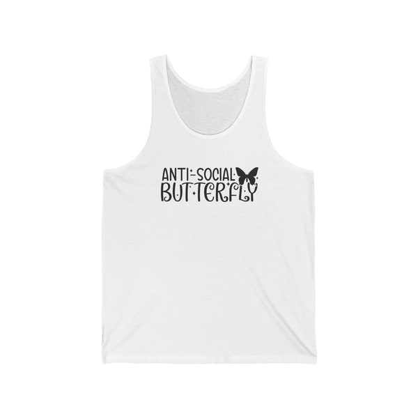 Anti-Social Butterfly Unisex Tank - Perfect for Rebels and Quiet Trendsetters, Chic & Comfort Unisex Tank, Bold Fashion Statement
