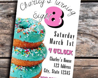 Pink Donut Birthday Party Invitation (Digital Download)
