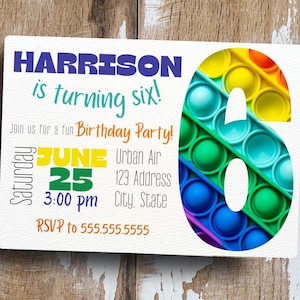 Kids Pop-it Fidget Birthday Party Invitation Popit Party Invite Digital Download Childs Pop It Party Pop It Birthday Invite Fun Birthday