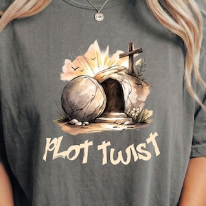 Plot Twist He Is Risen PNG | Christian Easter Empty Tomb Graphic | Trendy Faith Shirt Design | Jesus Resurrection PNG | Instant Download PDF