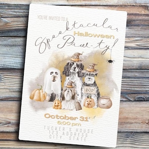 Dog Halloween Pawty Spooktacular Party Invitation Custom Digital Download Dog Birthday Pets Cats Animals Costumes Dogs Invite