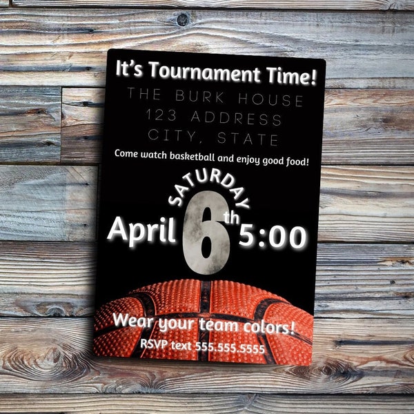 NCAA Tournament Invitation Custom Digital Download College Basketball Watch Party Get Together Gathering Cookout Championship Final Four