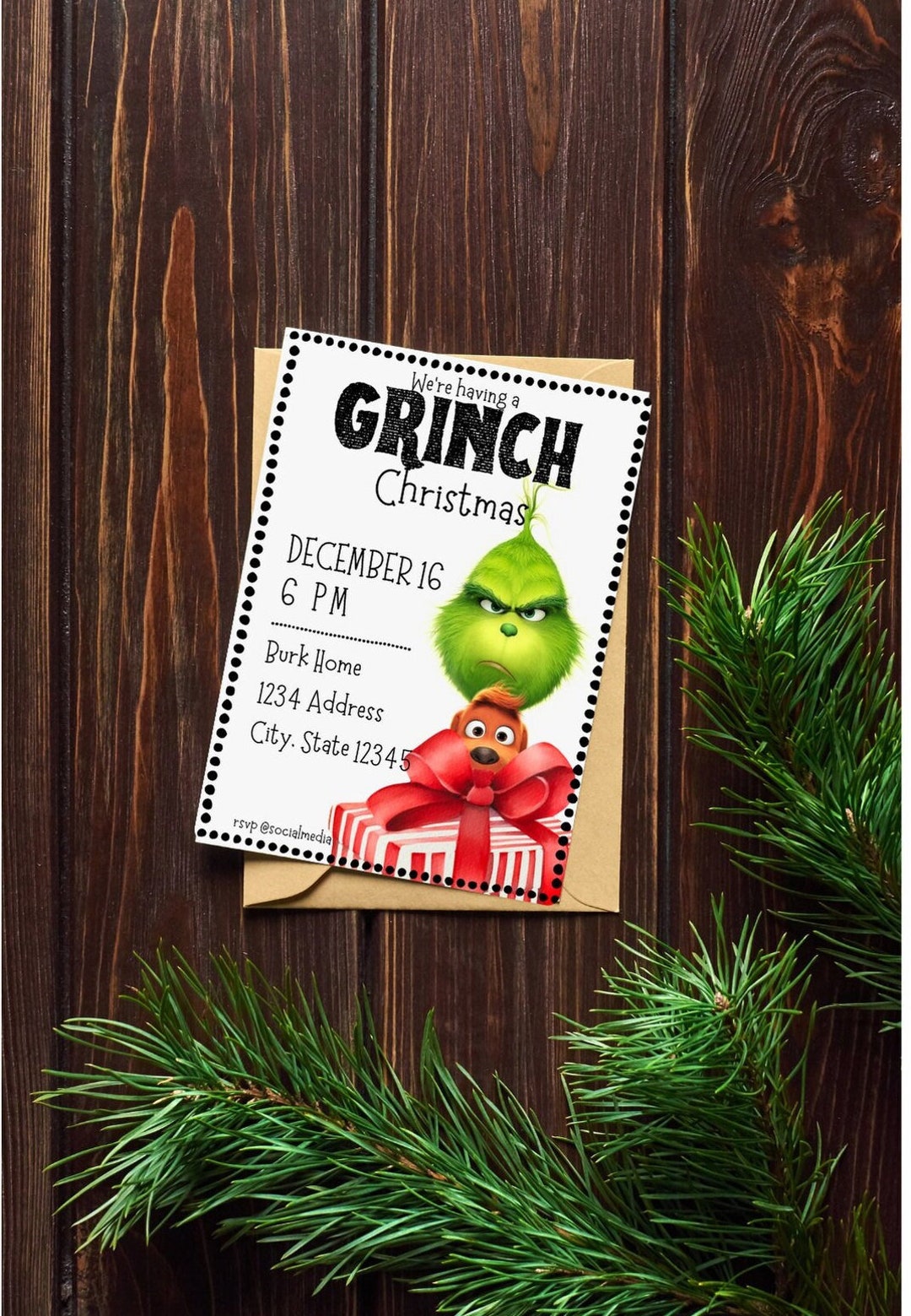 The Grinch Christmas Party Invitation Customized Template Digital