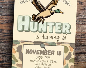 Duck Hunt Birthday Invitation, Camo Party (Digital Download)