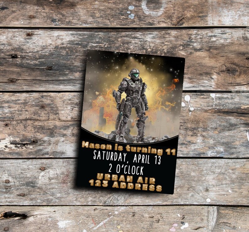 Halo Boys Birthday Party Invitation Custom Digital Download Printable ...