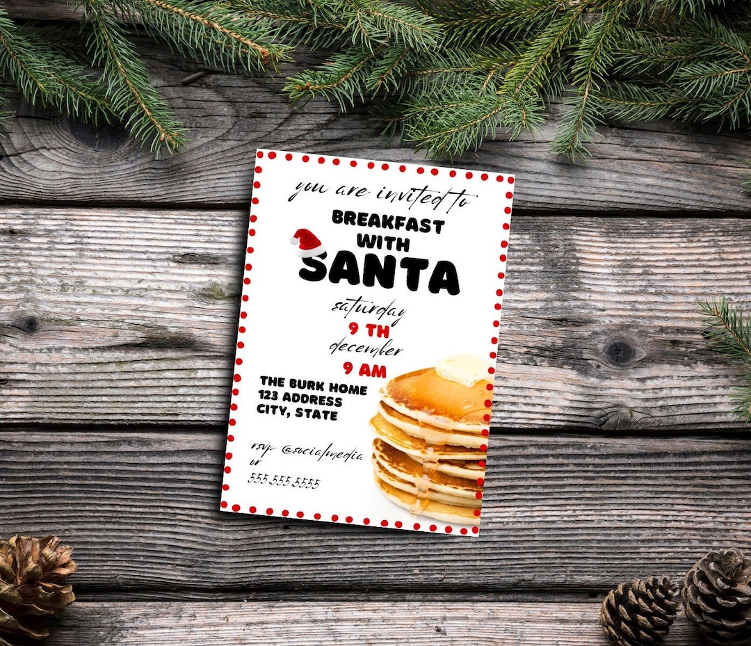 Breakfast With Santa Invitation Wording Breakfast With Santa Invitation Digital Download Printable, Evite Text