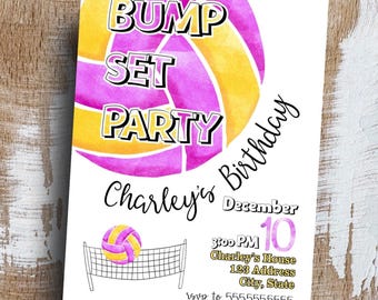 Volleyball Birthday Party Invitation (Digital Download)