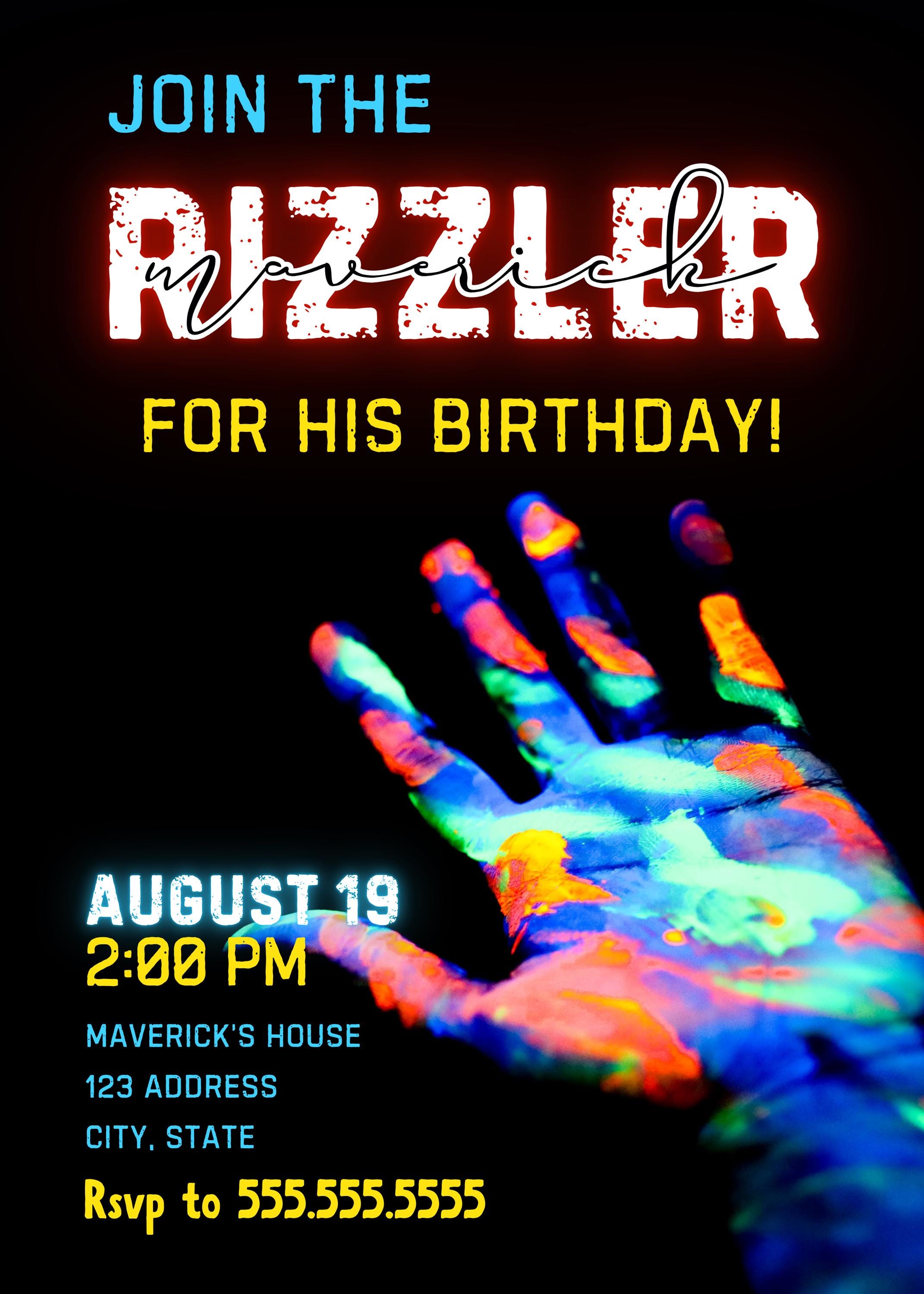 Rizzler Birthday Party Invitation Custom Digital Download Boys Rizz