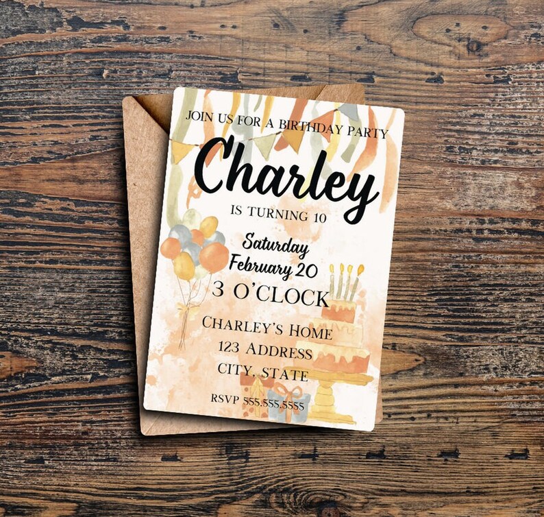 Girly Birthday Party Invitation Custom Digital Download Printable 5x7