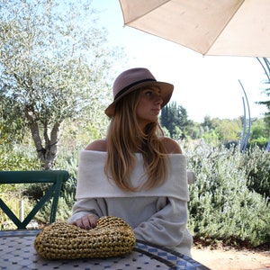 Beige Short Brim Fedora with Black Ribbon, Tan Color Wool Winter Fedora,Fashionable Felt Hat,Elegant Vintage Style Wool Hat,Chapeau en Laine
