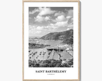 Saint Barthelemy Photo Print Black and White, Caribbean Poster, Gustavia Wall Art