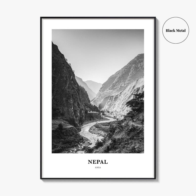 Nepal Photo Print Black and White, Bagmati Province Poster, Kathmandu Valley Wall Art image 9