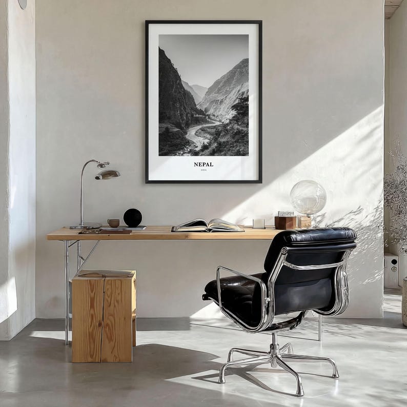 Nepal Photo Print Black and White, Bagmati Province Poster, Kathmandu Valley Wall Art image 3