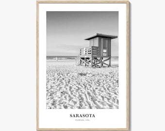 Sarasota Photo Print Black and White, Florida Poster, USA Wall Art, Siesta Key Decor
