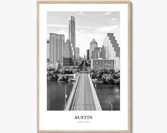 Austin Photo Print Black and White, United States Poster, Texas Wall Art