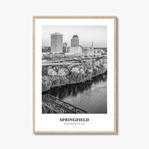 Springfield Massachusetts Photo Print Black and White, United States Poster, New England Wall Art