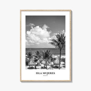 Isla Mujeres Photo Print Black and White, Quintana Roo Poster, Mexico Wall Art